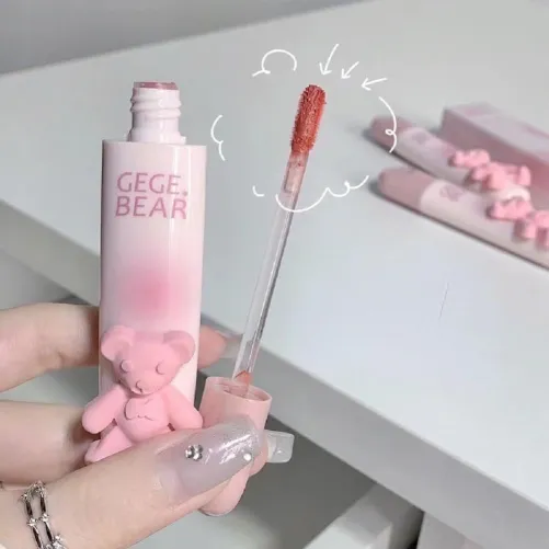 Gege Bear Pink Bear Matte Lip Glaze Soft Lipstick